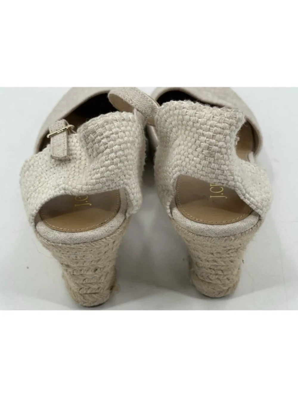 J. CREW Women's Espadrilles Wedge Shoes Factory Tan Canvas Ankle Strap 10M